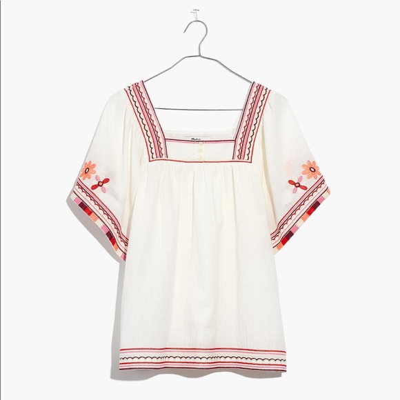 Madewell Embroidered Sandblossom Peasant Top - Picture 2 of 12